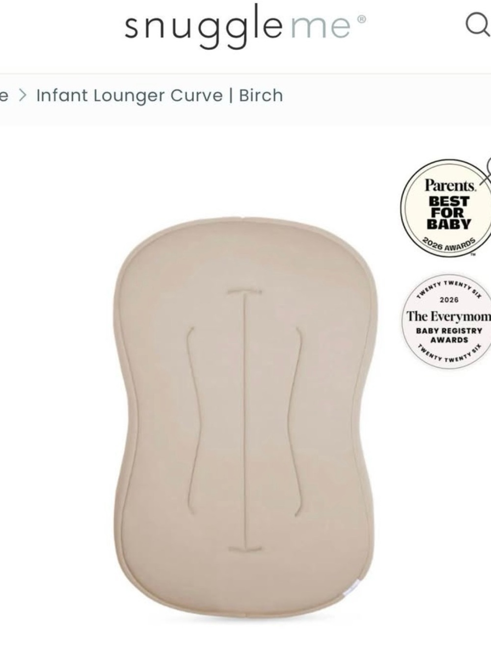 Snuggle Me Birch Infant Lounger Pad - Cream